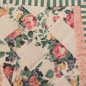 Shabby Chic Pillow Shams standard NEW NWT 2-Quilted floral stripes Cottage 🌸